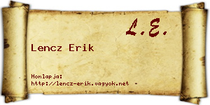 Lencz Erik névjegykártya